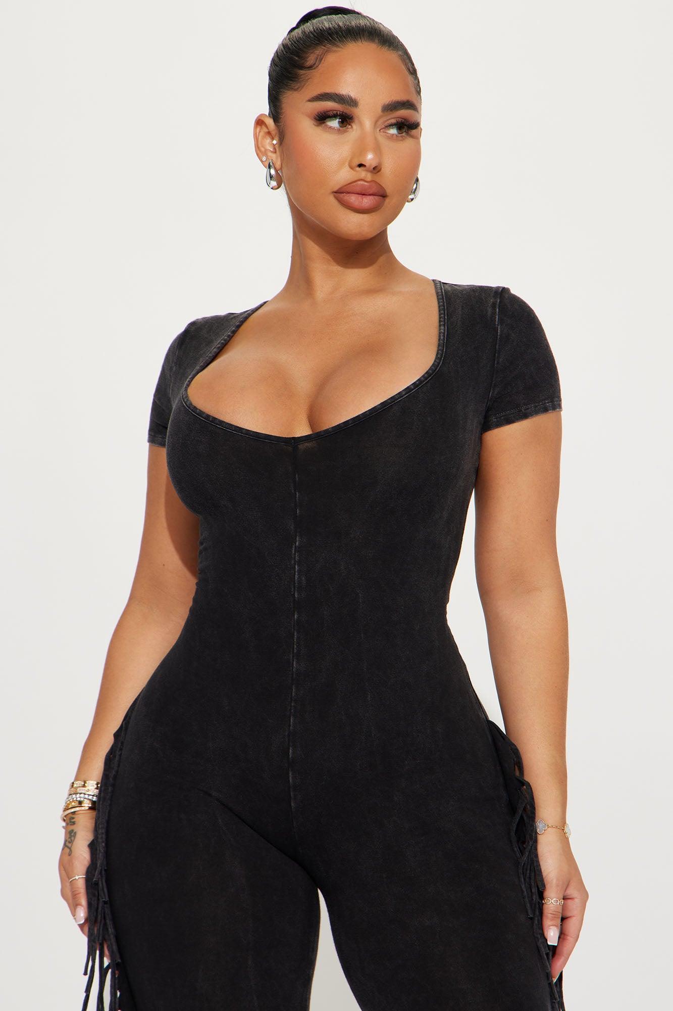 Carry Me Higher Fringe Jumpsuit - Black Product Image