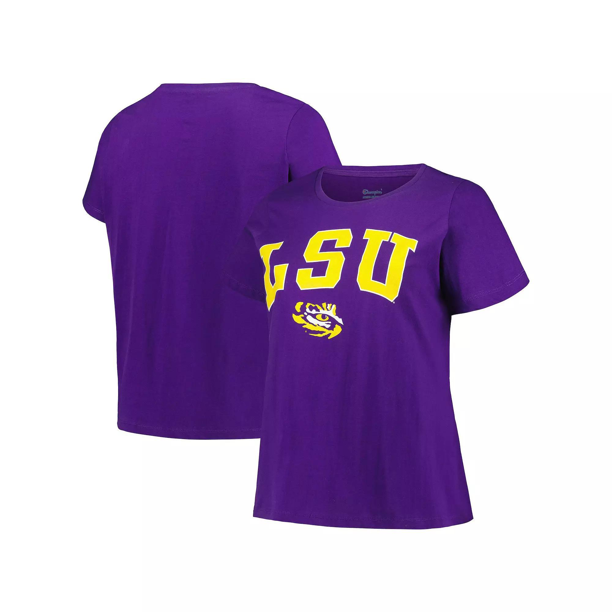 Women's Profile Purple LSU Tigers Plus Size Arch Over Logo Scoop Neck T-Shirt, Size: 3XL Product Image