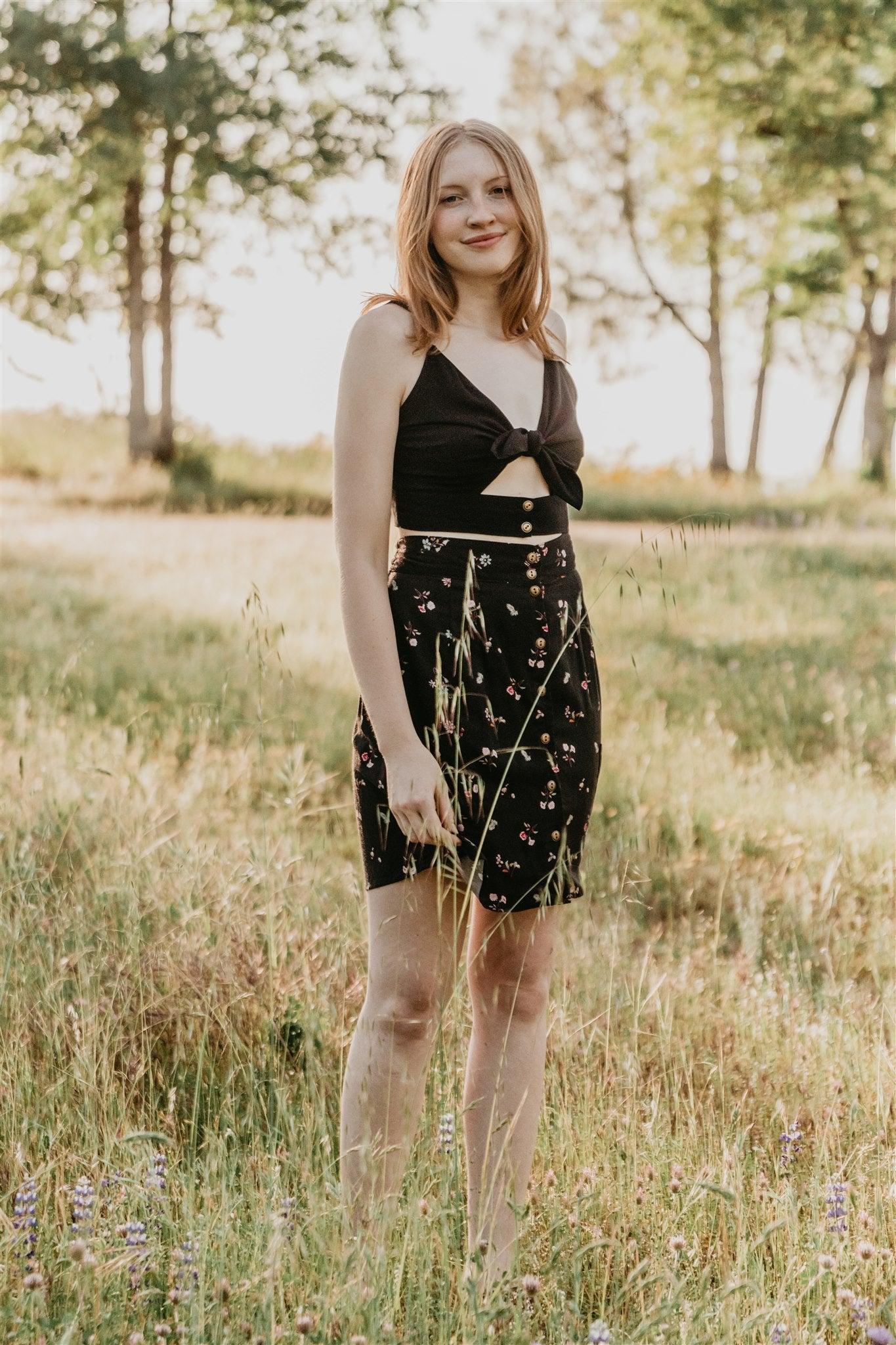Rah Rah Skirt in Dark Floral Product Image