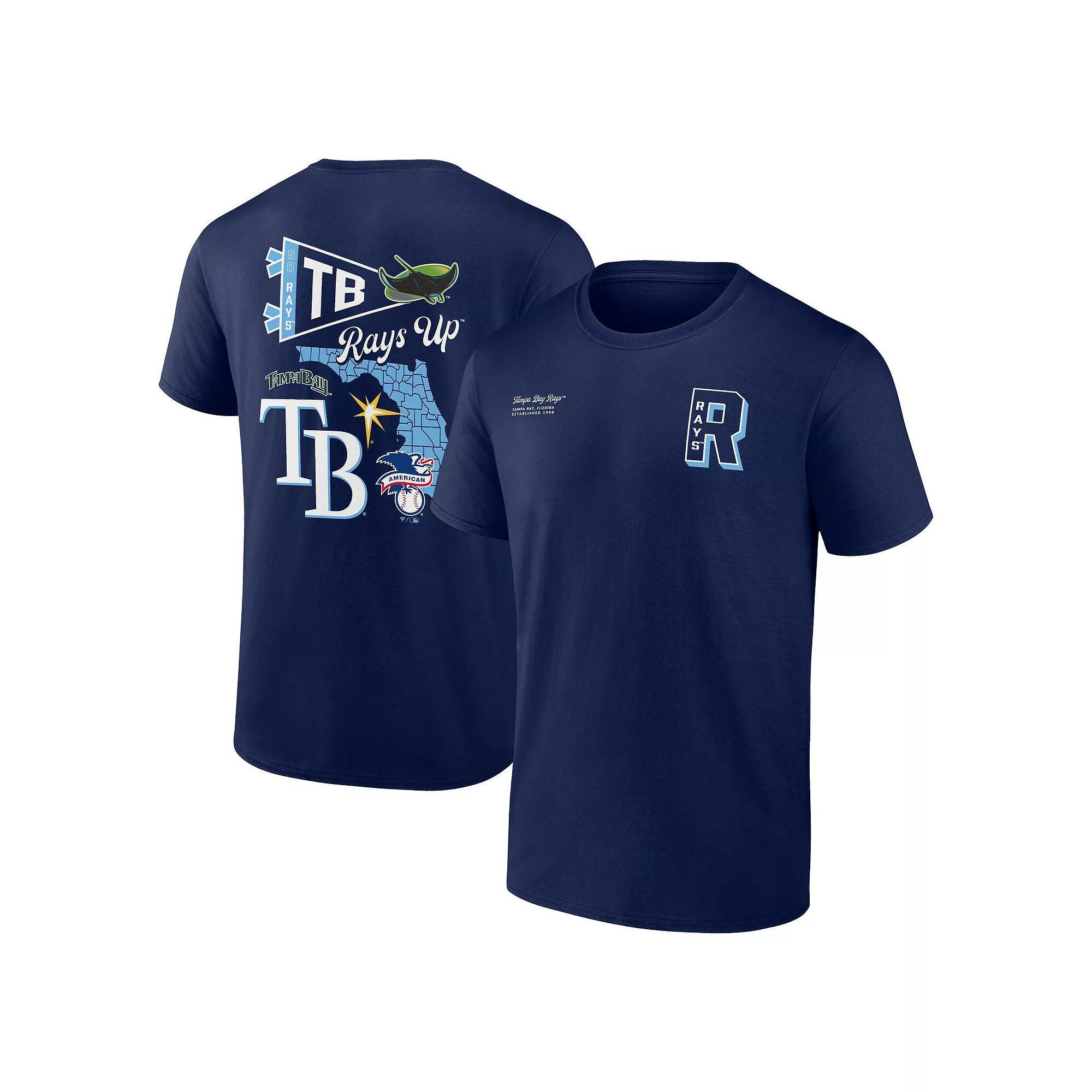 Men's Fanatics Branded Navy Tampa Bay Rays Split Zone T-Shirt, Size: 2XL, Blue Product Image