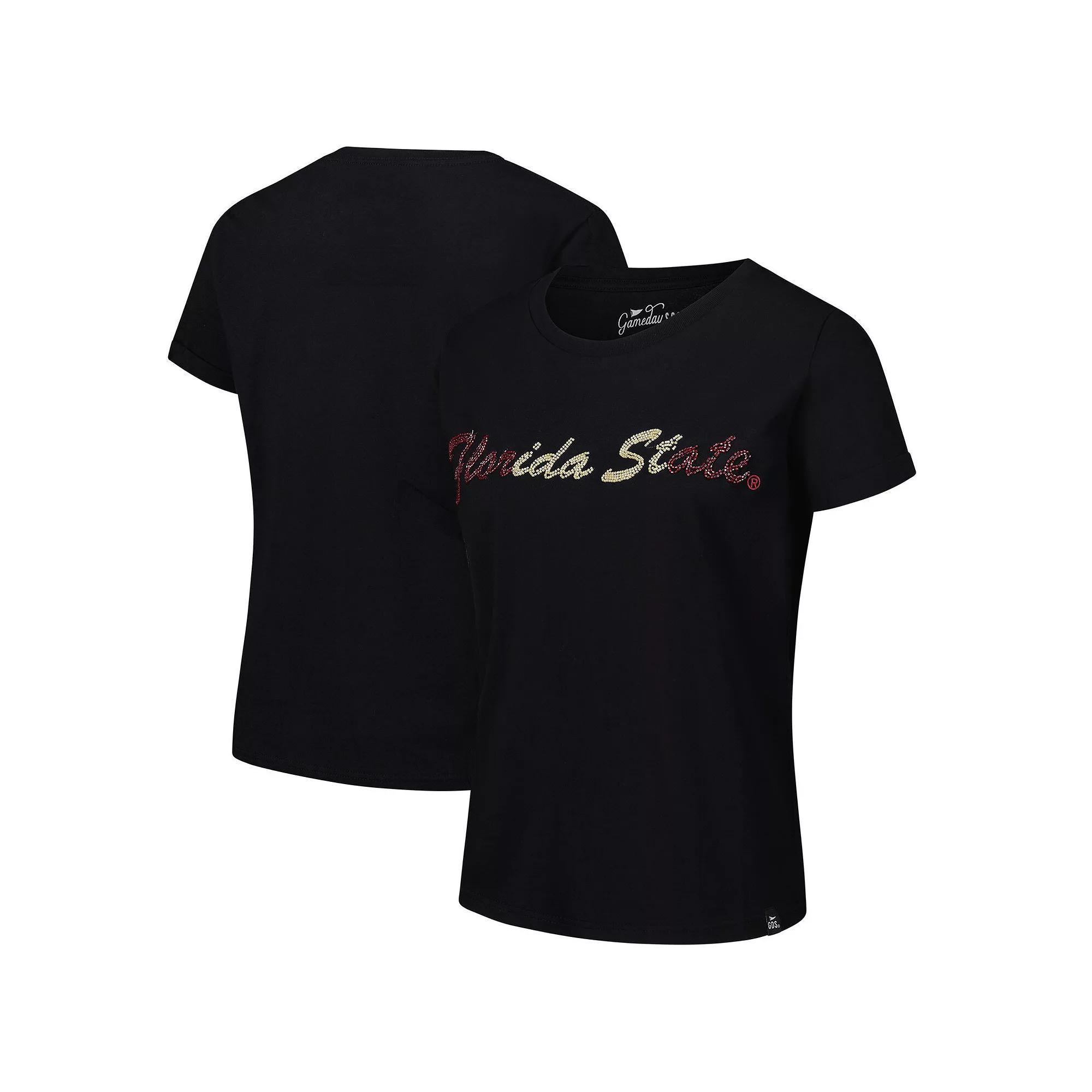 Women's Black Florida State Seminoles Hand Sewn Beaded Script T-Shirt, Size: Small Product Image