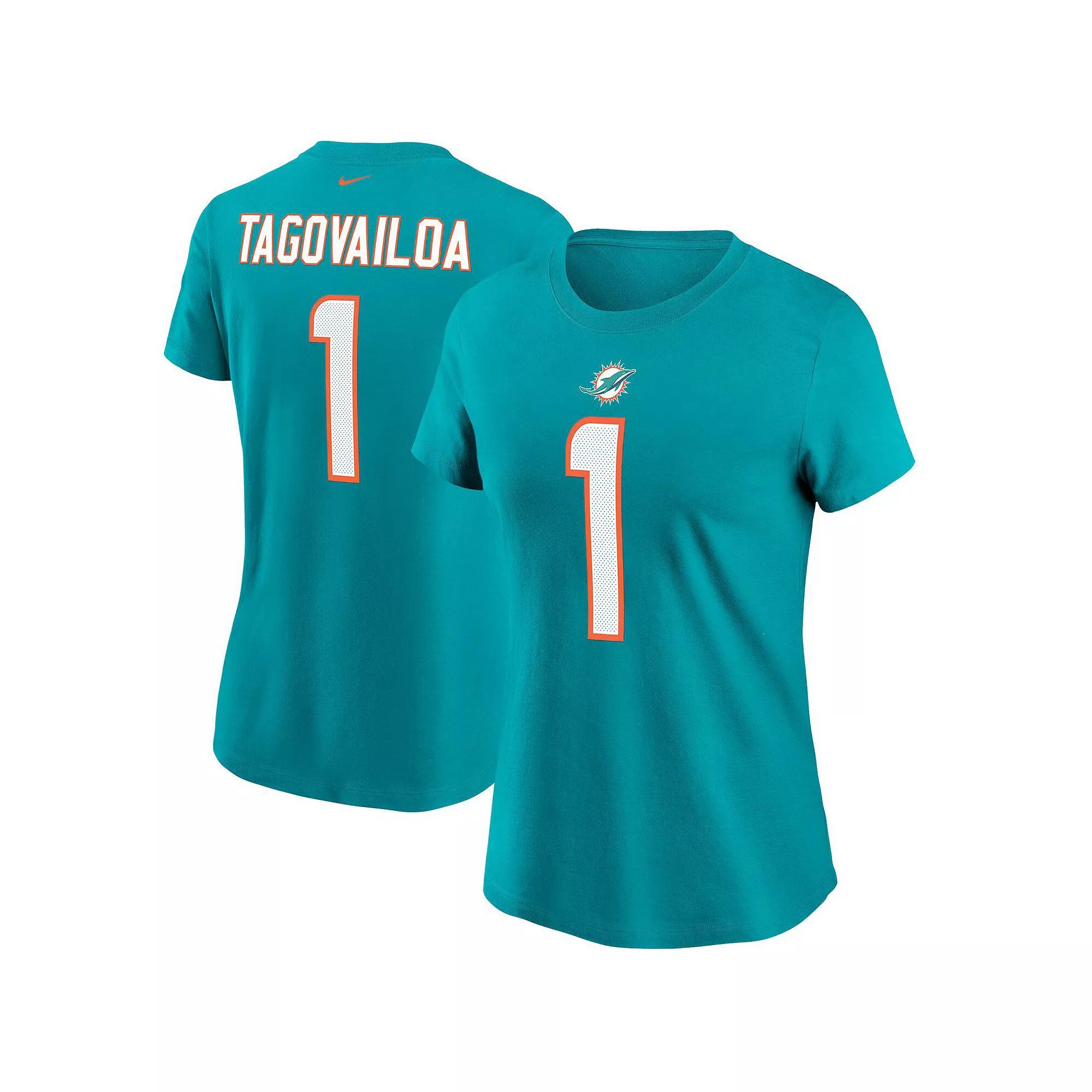 Women's Nike Tua Tagovailoa Aqua Miami Dolphins Name & Number T-Shirt, Size: 2XL, Turquoise A Product Image