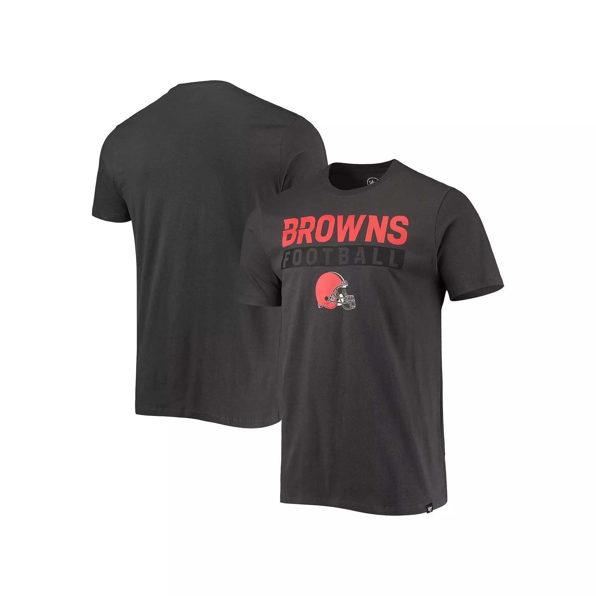 Men's '47 Charcoal Cleveland Browns Dark Ops Super Rival T-Shirt, Size: Small Product Image