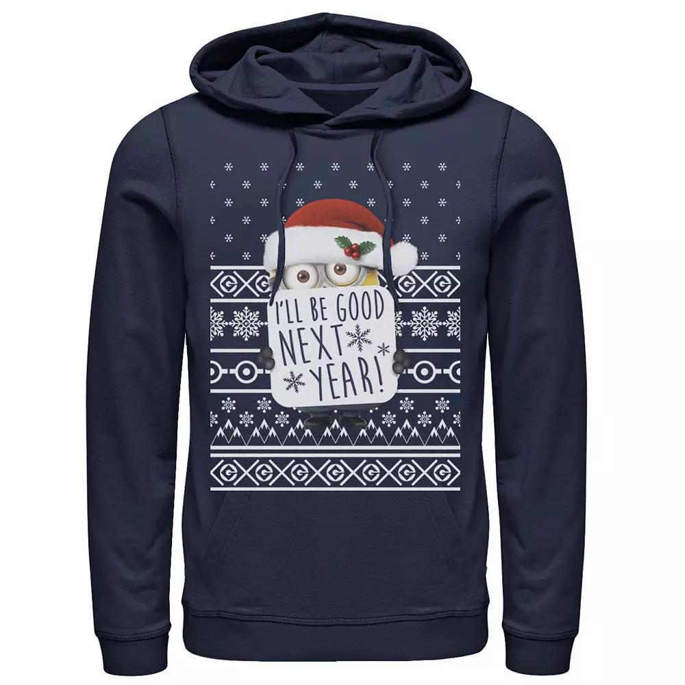 Men's Despicable Me Minions I'll Be Good Next Year Hoodie, Size: 3XL, Blue Product Image