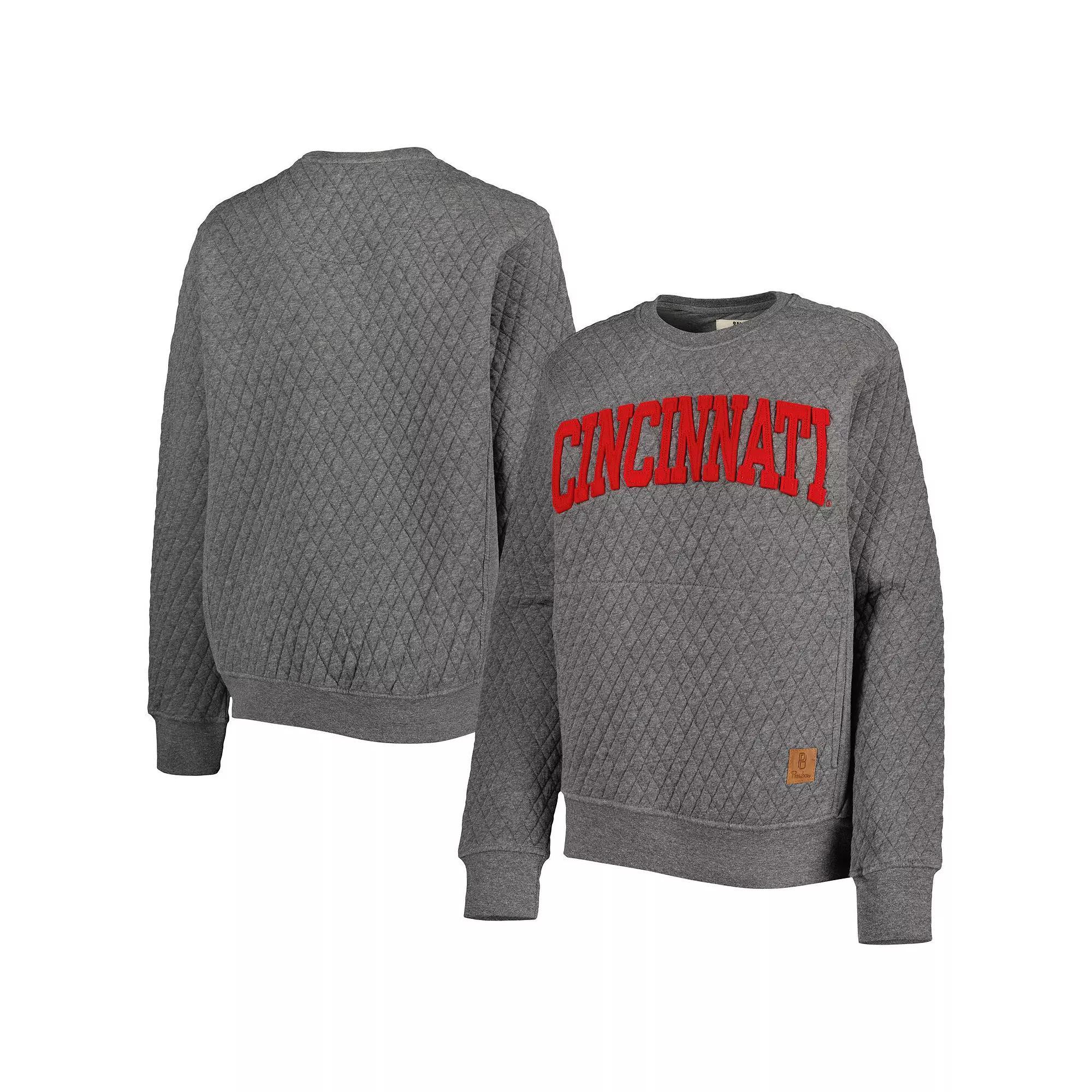 Women's Pressbox Heather Charcoal Cincinnati Bearcats Moose Quilted Pullover Sweatshirt, Size: XL, Grey Product Image