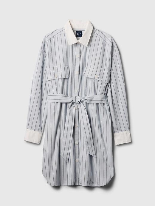 Organic Cotton Striped Mini Shirtdress Product Image