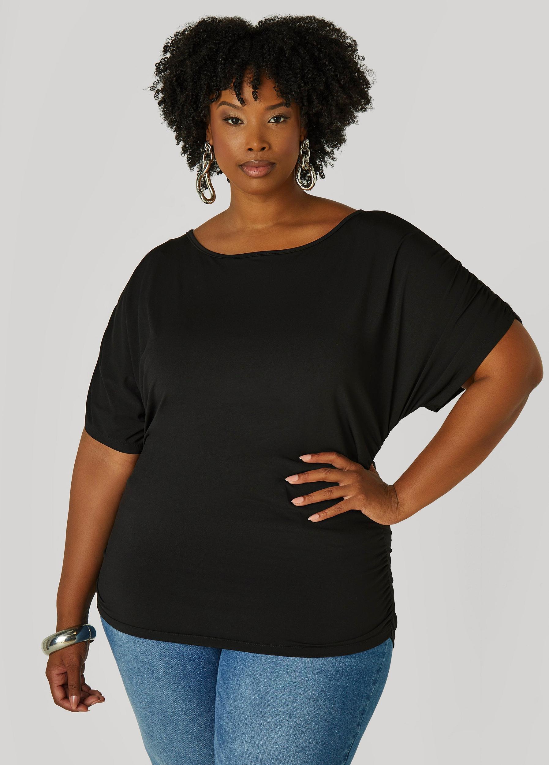 Ruched Stretch Knit Top Product Image