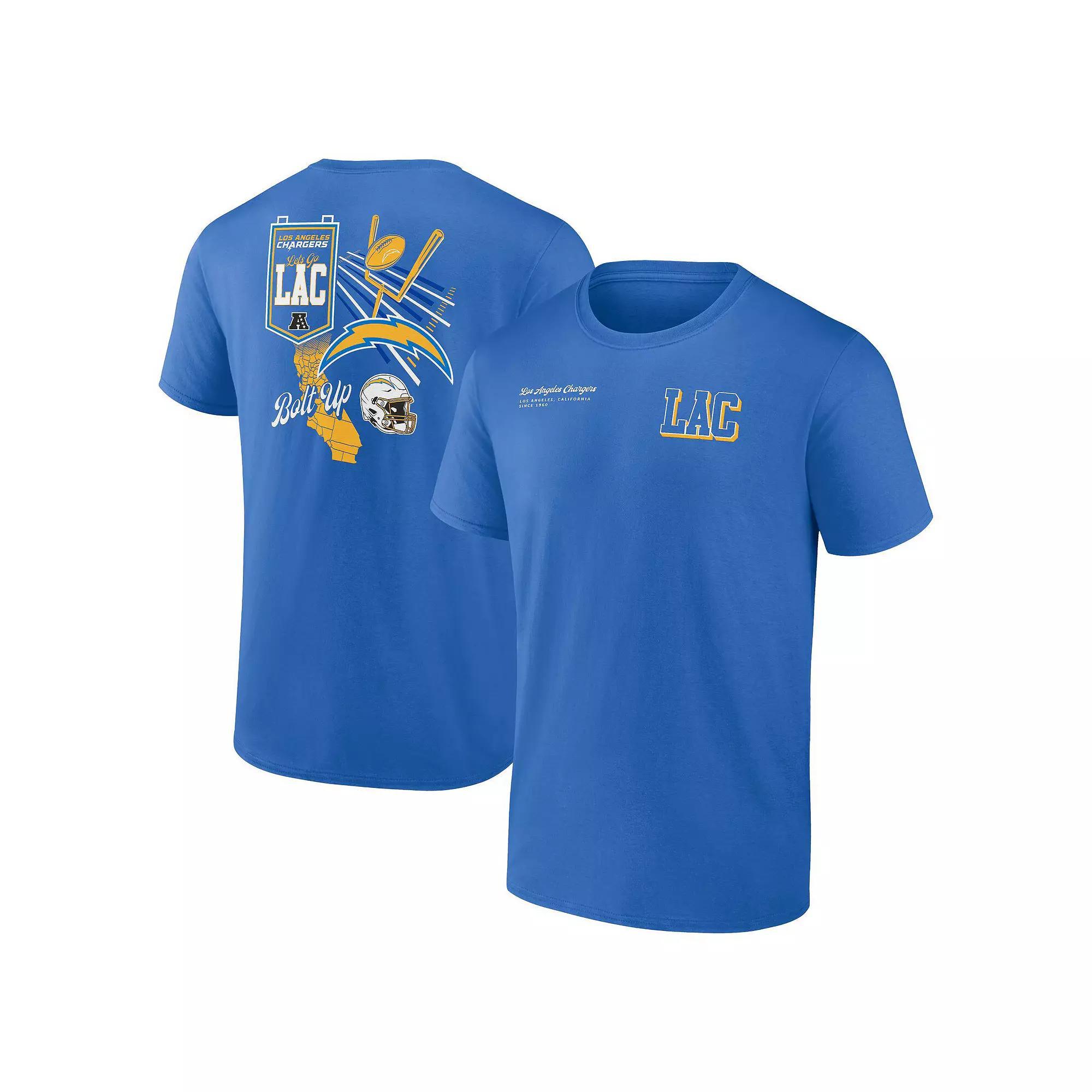 Men's Fanatics Powder Blue Los Angeles Chargers Split Zone T-Shirt, Size: XL, Light Product Image