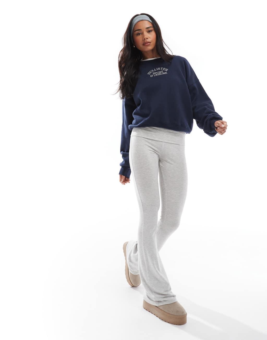 Hollister script logo sweatshirt in navy Product Image