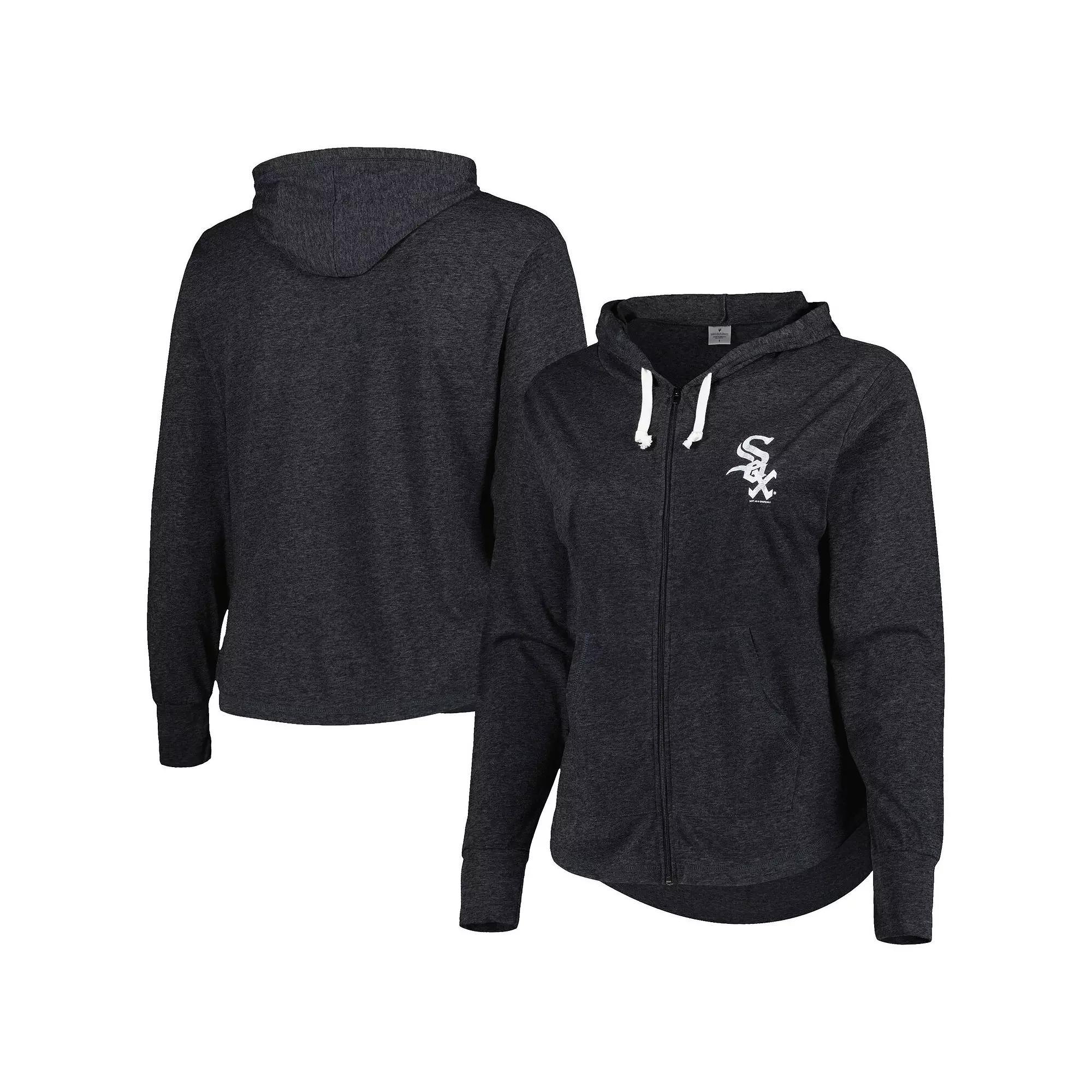 Womens Soft as a Grape Black Chicago White Sox Plus Size Full-Zip Tri-Blend Hoodie Product Image