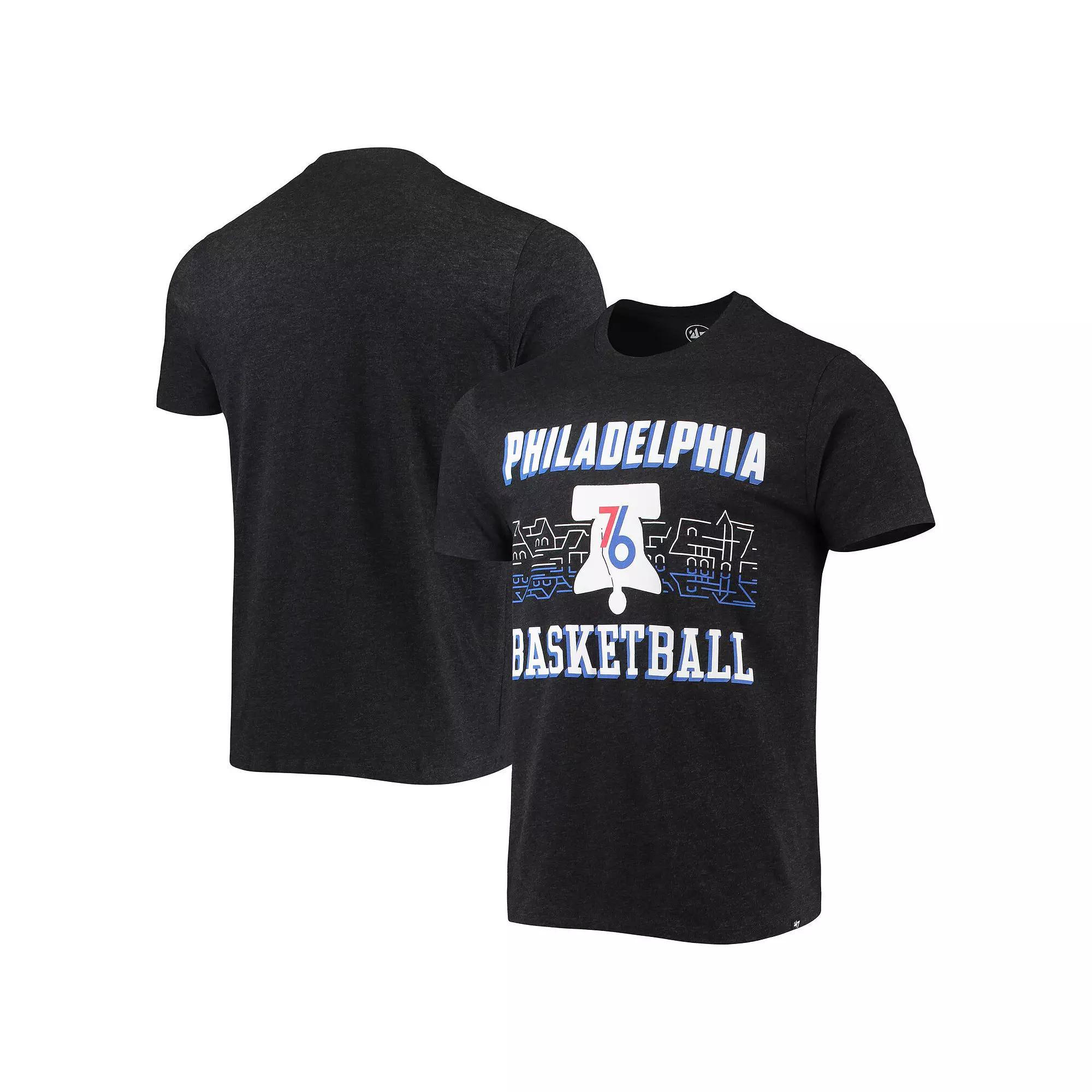 Men's '47 Black Philadelphia 76ers City Edition Club T-Shirt, Size: Small, 76r Charco Product Image