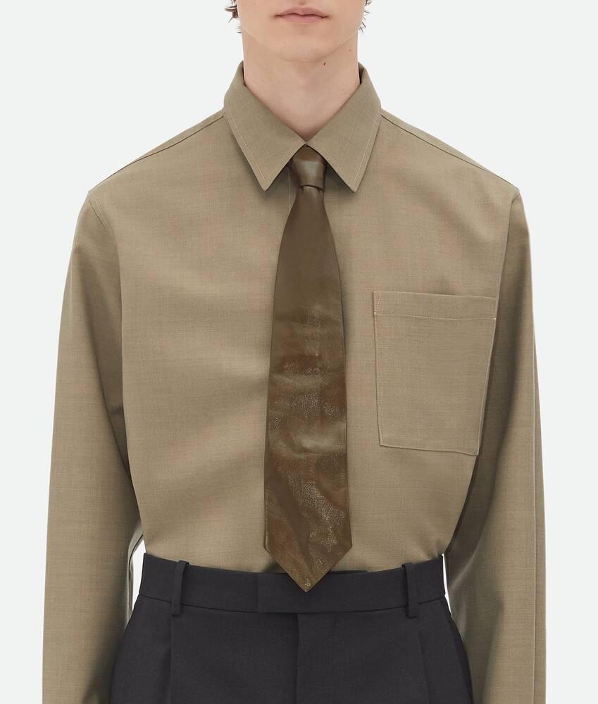 Men's Shiny Leather Tie in Olive Product Image