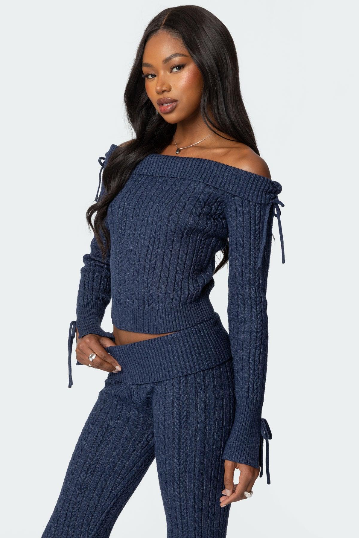 Chase Fold Over Cable Knit Top Product Image