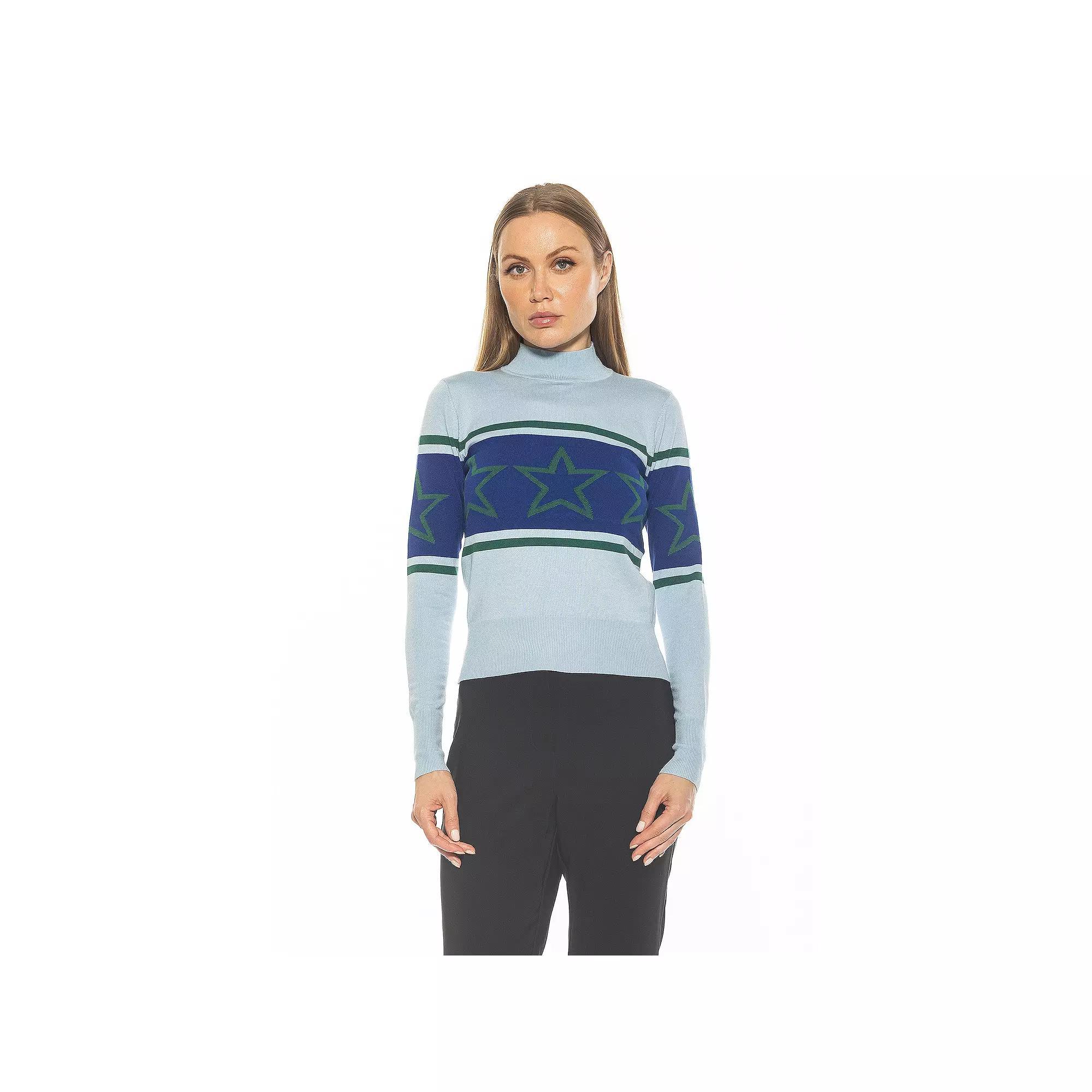 Women's ALEXIA ADMOR Lisa Long Sleeve Mockneck Sweater, Size: Large, Halogen Blue Product Image