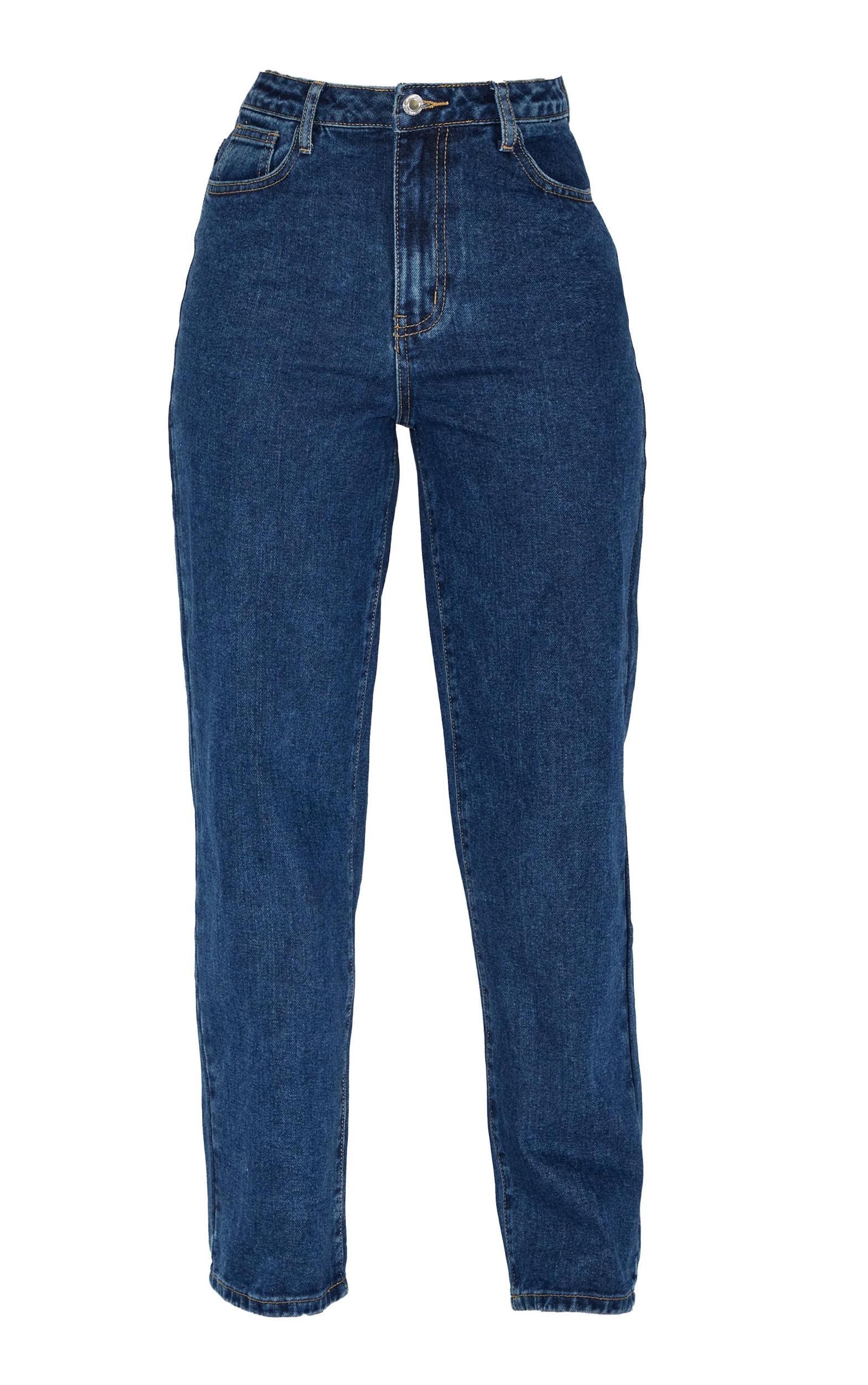 Petite Mid Blue Wash High Waist Straight Leg Jeans Product Image