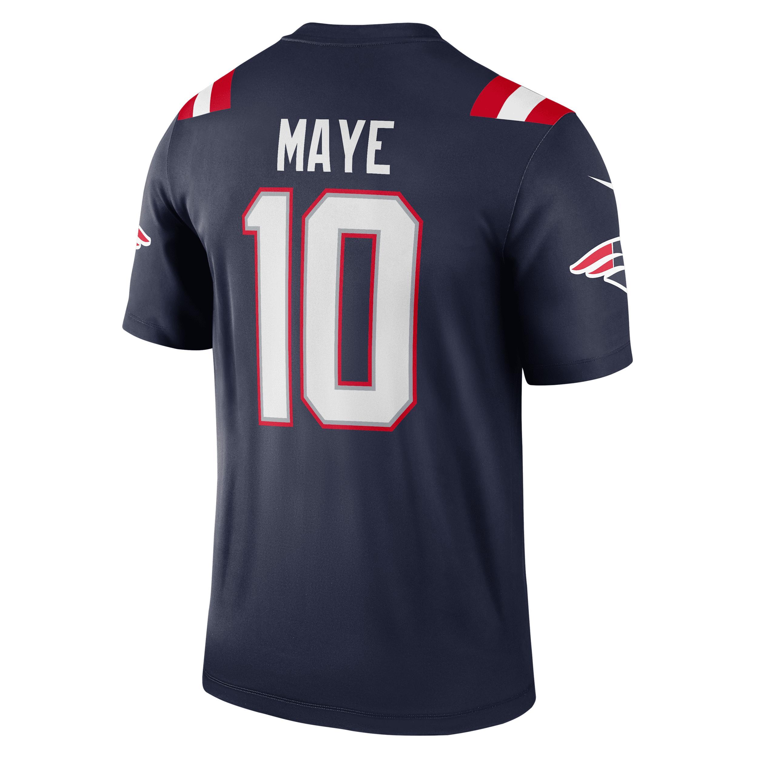 Men's Nike Drake Maye Navy New England Patriots Team Legend Player Performance Top, Size: Small, Blue Product Image