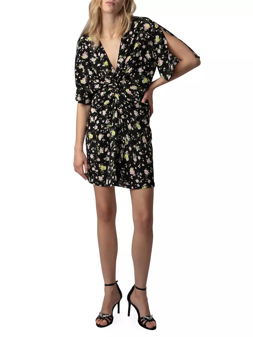 Rozom Soft Crinkle Roses Minidress Product Image