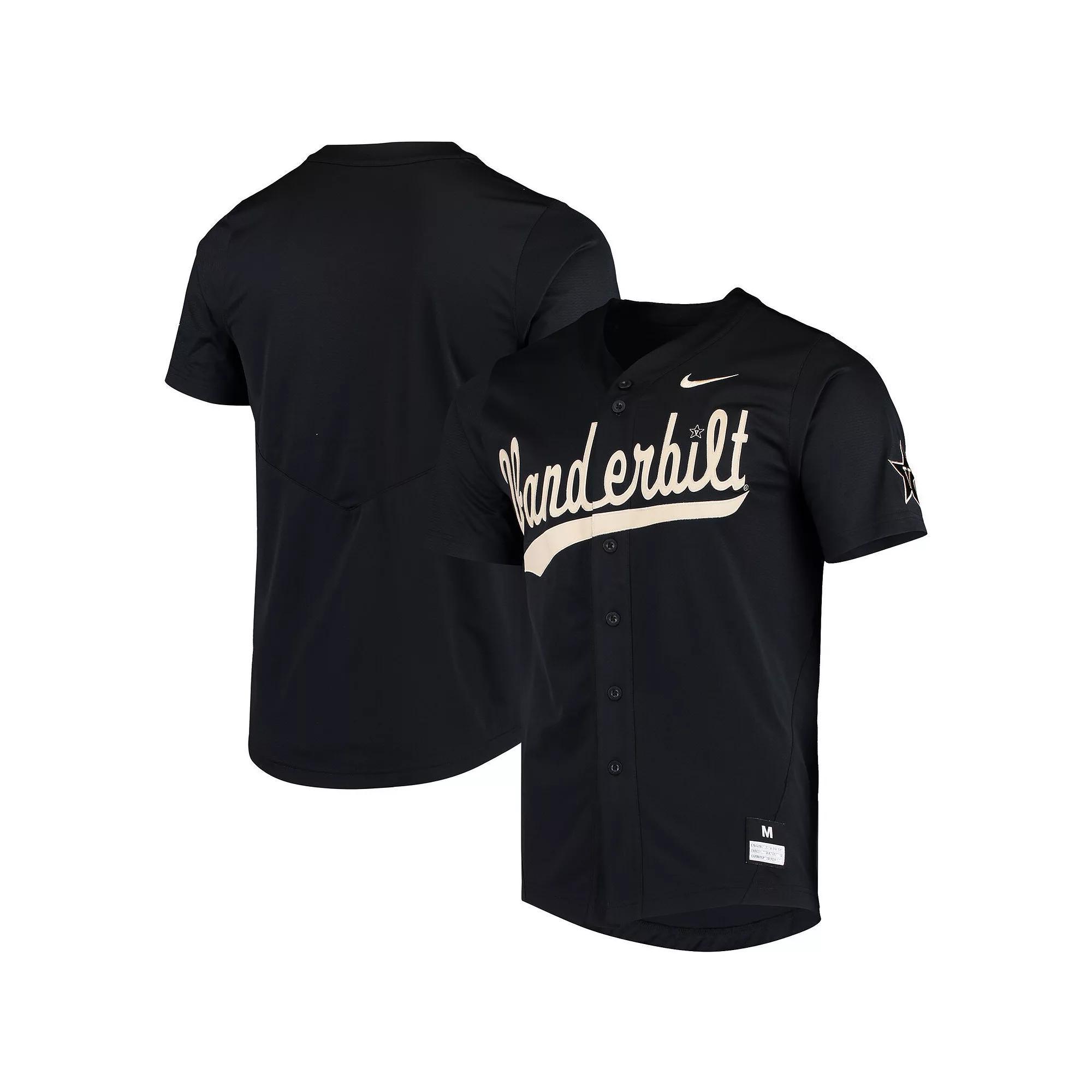 Men's Nike Black Vanderbilt Commodores Vapor Untouchable Elite Replica Full-Button Baseball Jersey, Size: 3XL Product Image