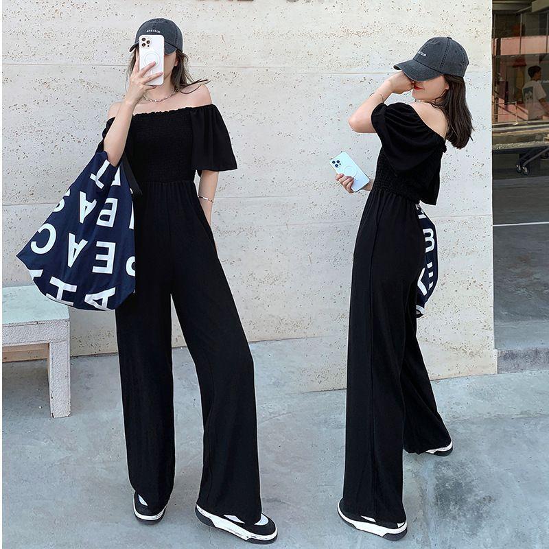 Short-Sleeve Plain Jumpsuit Product Image