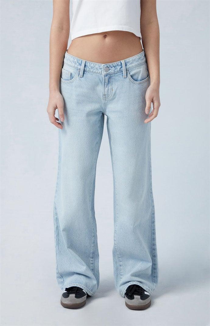 Women's Light Indigo Low Rise Girlfriend Jeans Product Image