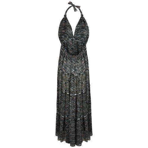 Womens Pearl Metallic Silk-Blend Halterneck Maxi Dress Product Image