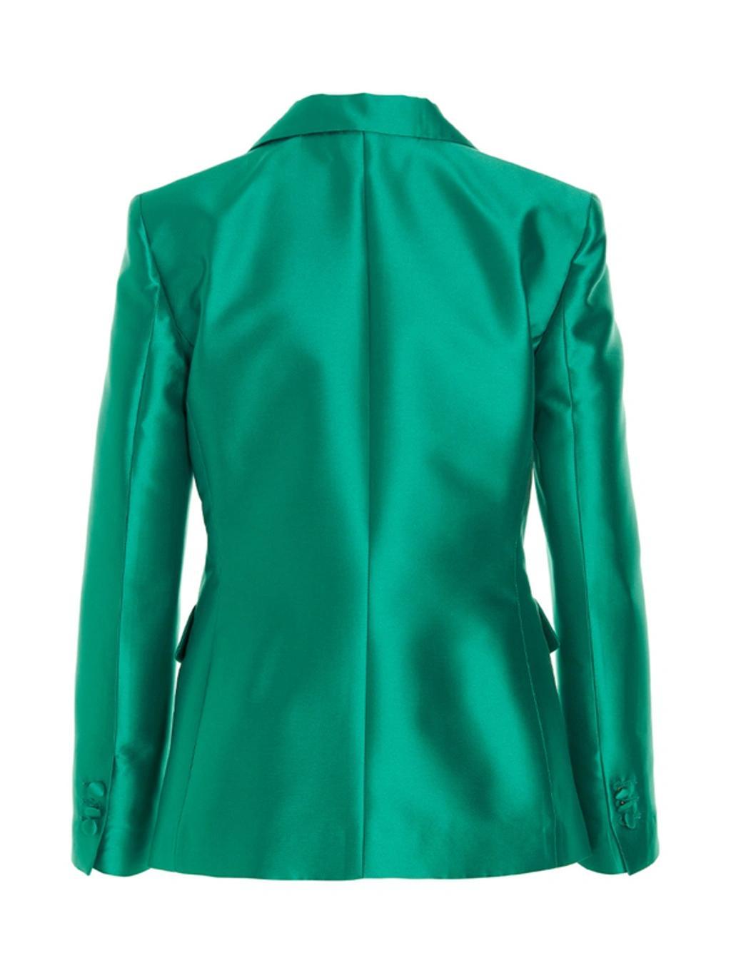 ALBERTA FERRETTI Single Breast Satin Blazer Jacket Jackets Green Product Image