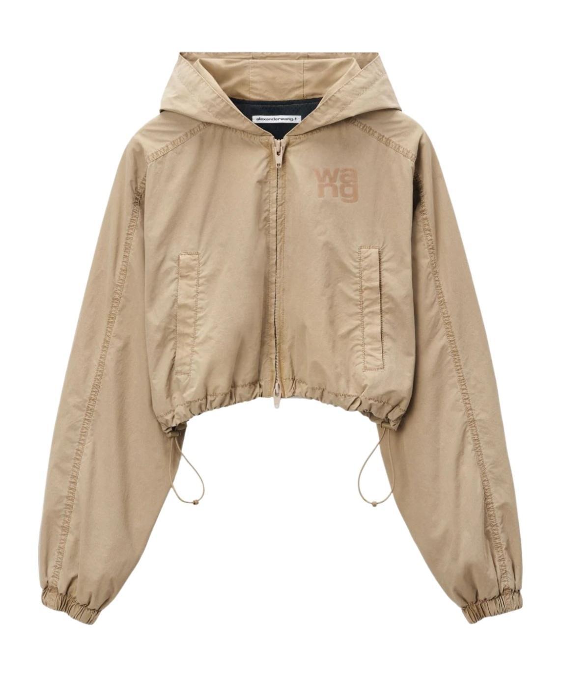 ALEXANDER WANG T Zip-up Hooded Jacket In Nude Product Image