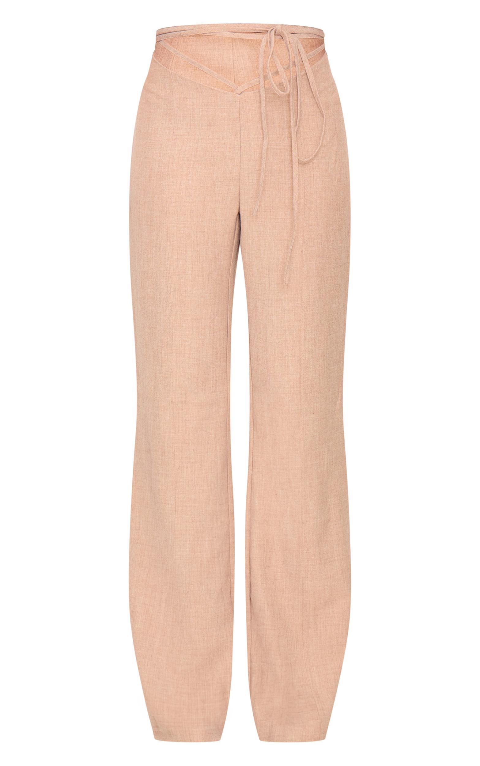 PLT Label Taupe Tie Waist Pants Product Image