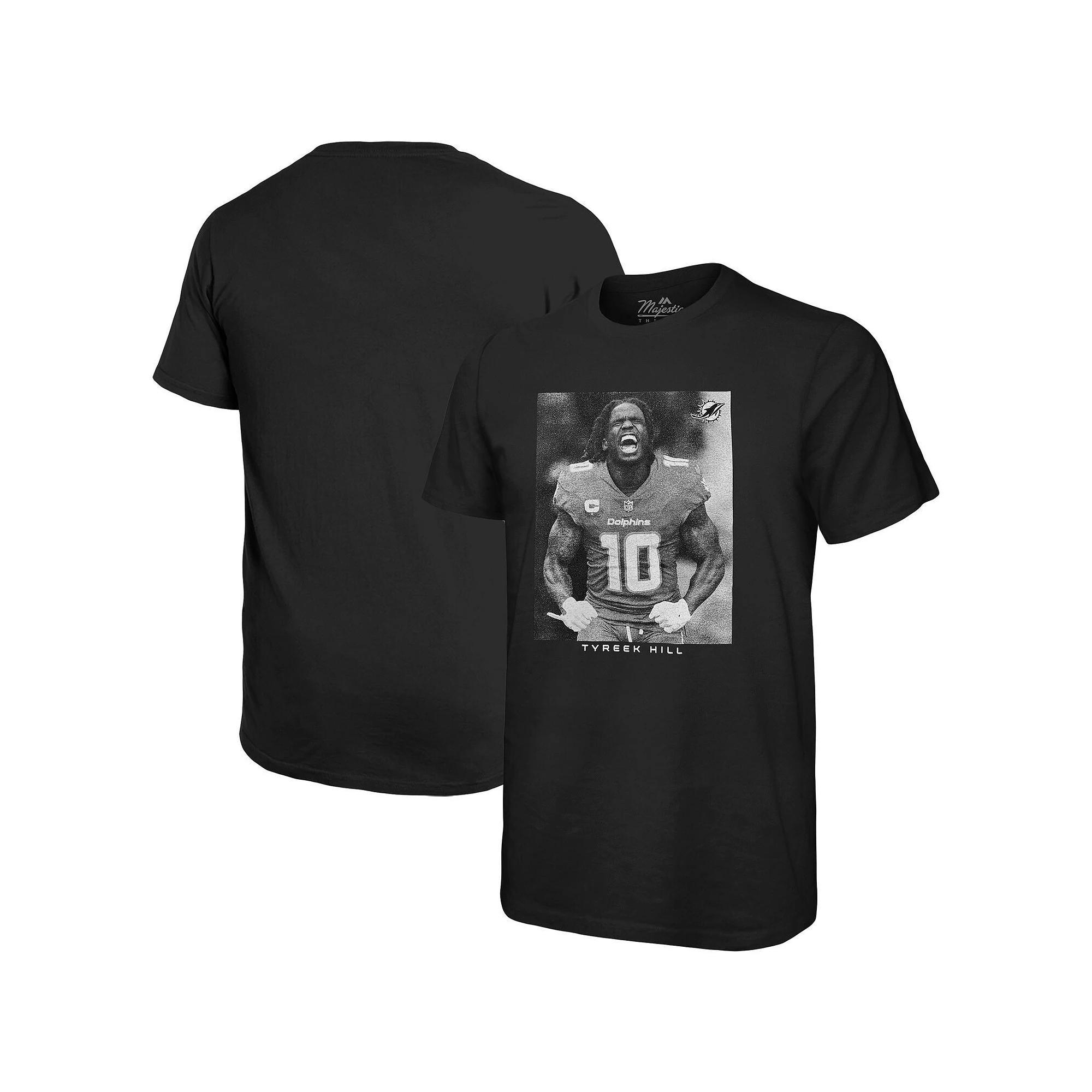 Men's Majestic Threads Tyreek Hill Black Miami Dolphins Oversized Player Image T-Shirt, Size: Large Product Image