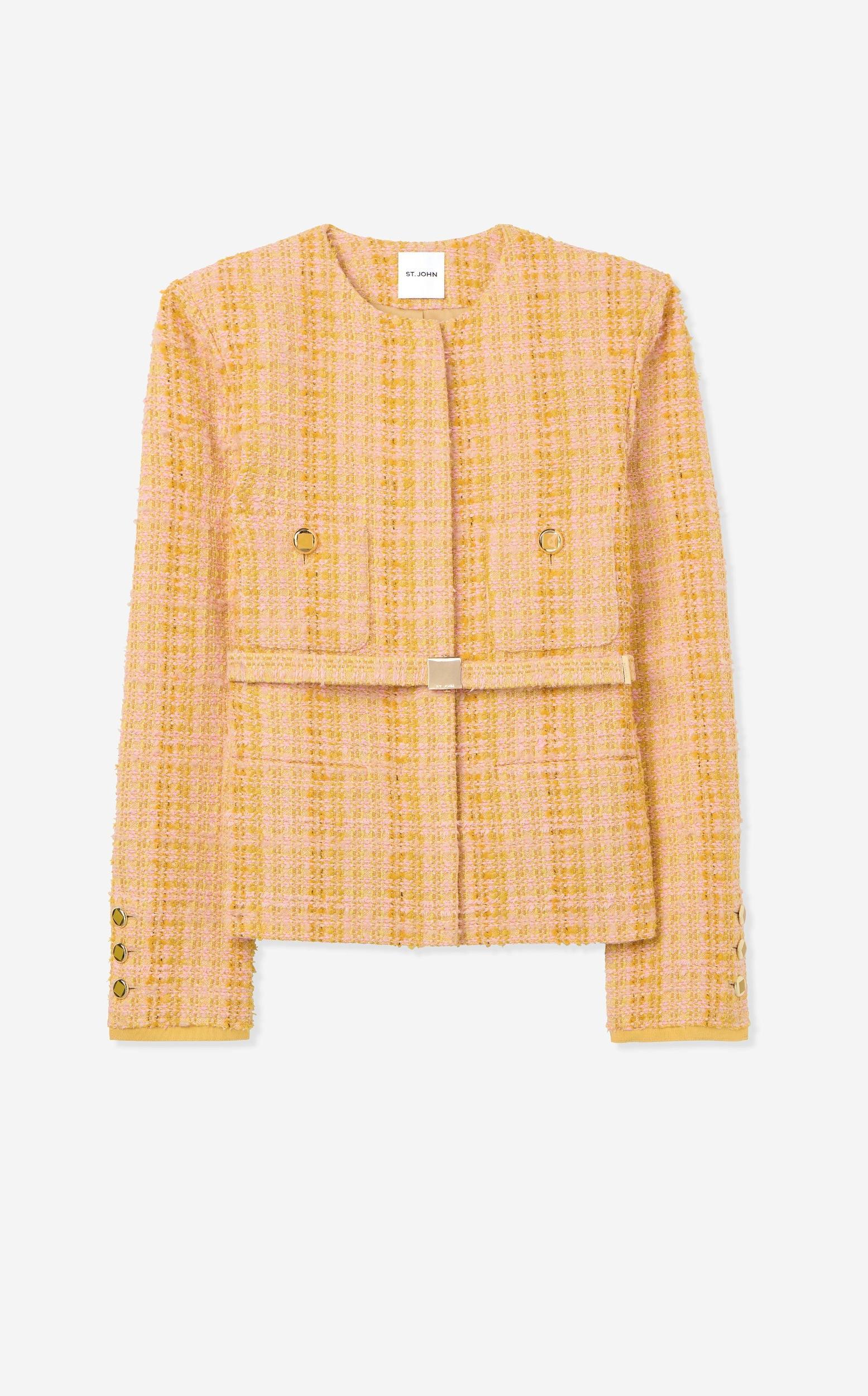 ST JOHN Textured Slub Tweed Jacket In Sodm Product Image