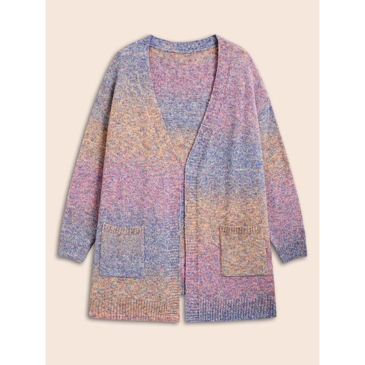 Plus Size Gradient Dyeing Patch Pocket Cardigan Multicolor Women Casual Loose Long Sleeve Everyday Cardigans BloomChic 14-16/1X Product Image