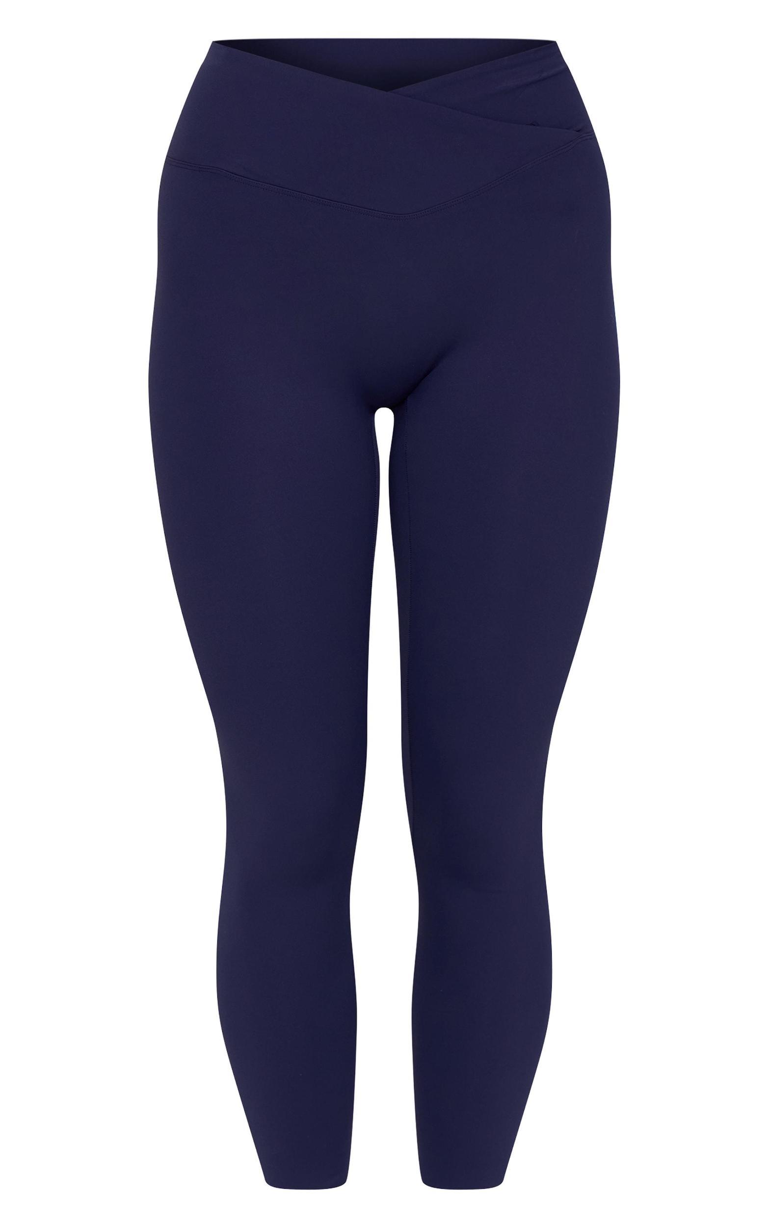 Navy Sculpt Wrap Waist Gym Leggings Product Image