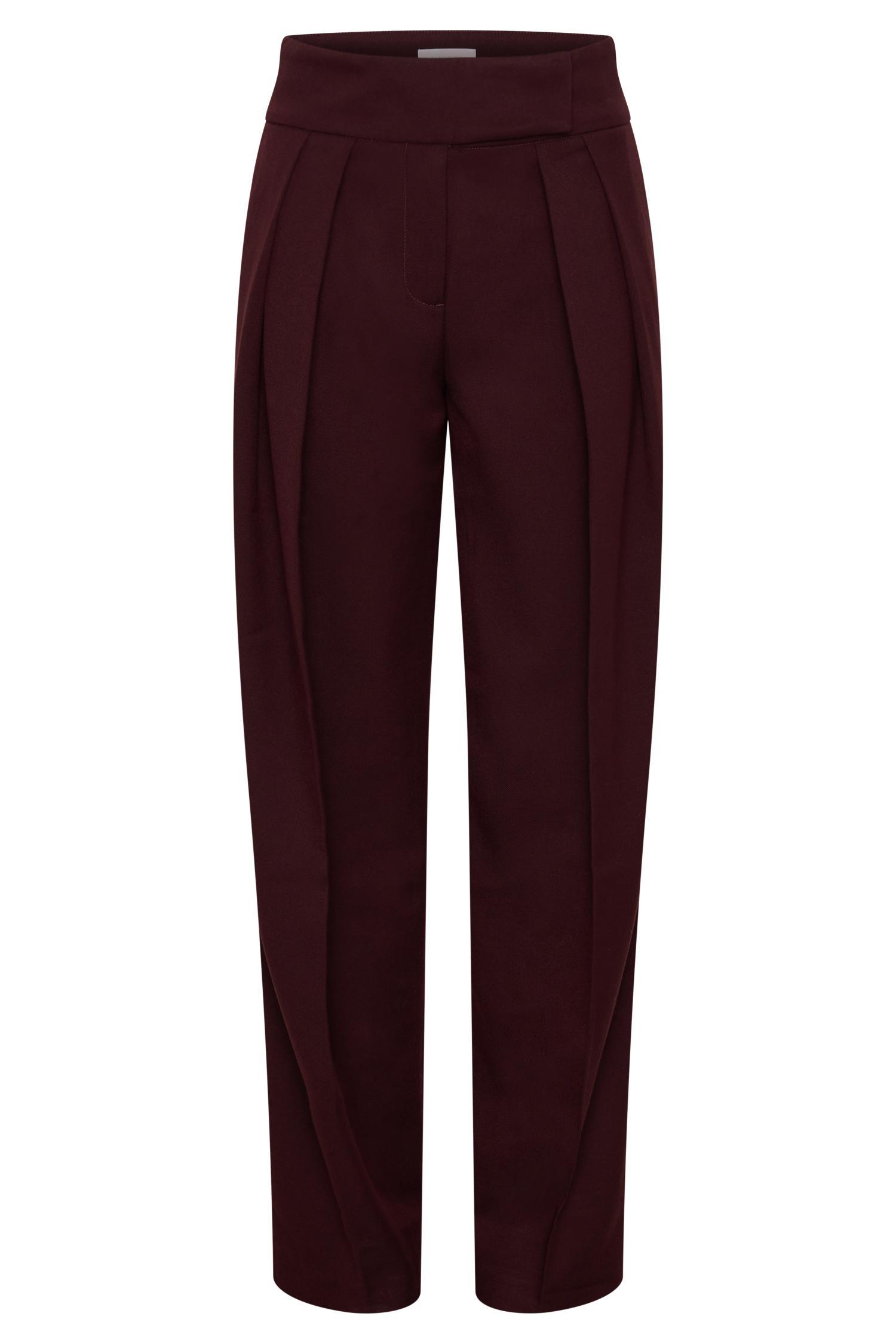 Penelope Pleated High Waisted Pants - Mahogany Product Image