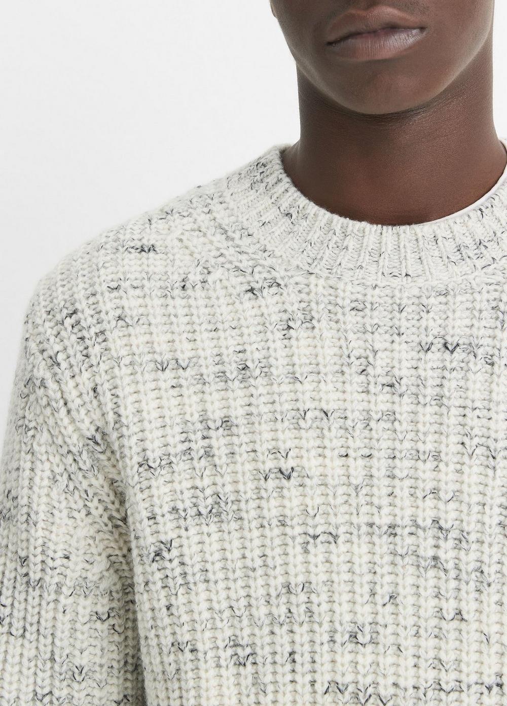 Mens Super Space-Dye Wool Crew Neck Sweater, Heather White, Size L Vince Product Image