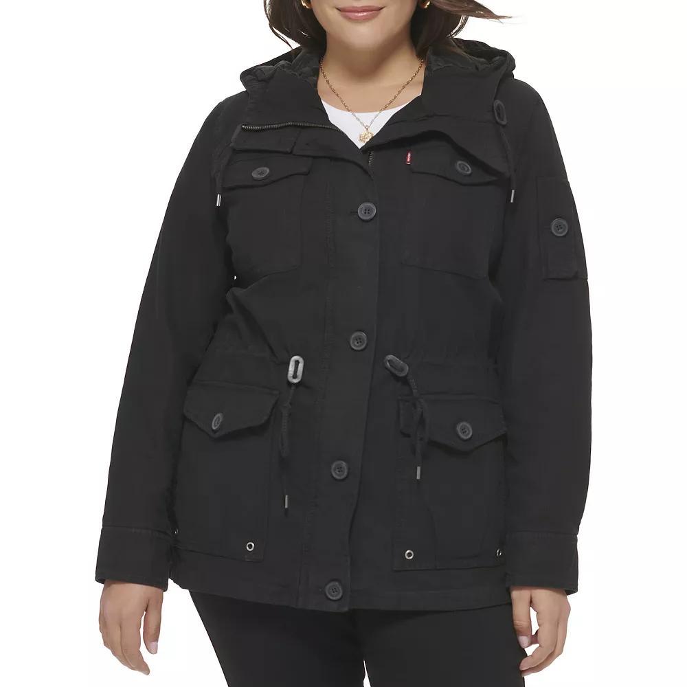 Plus Size Levis Hooded Cotton Anorak Jacket, Womens Blue Product Image