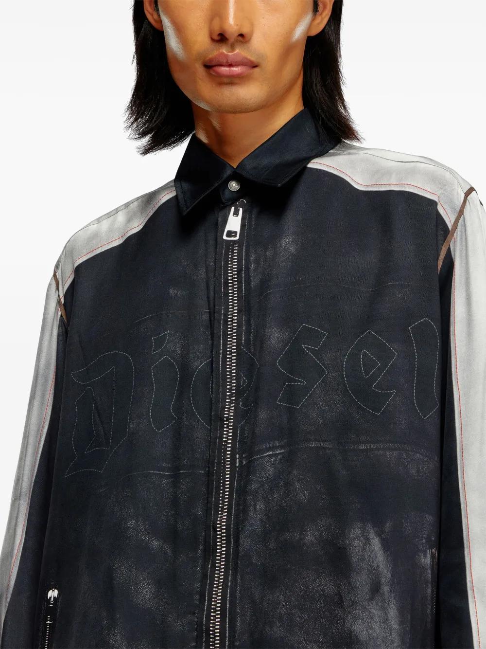 logo-print zip-up shirt Product Image