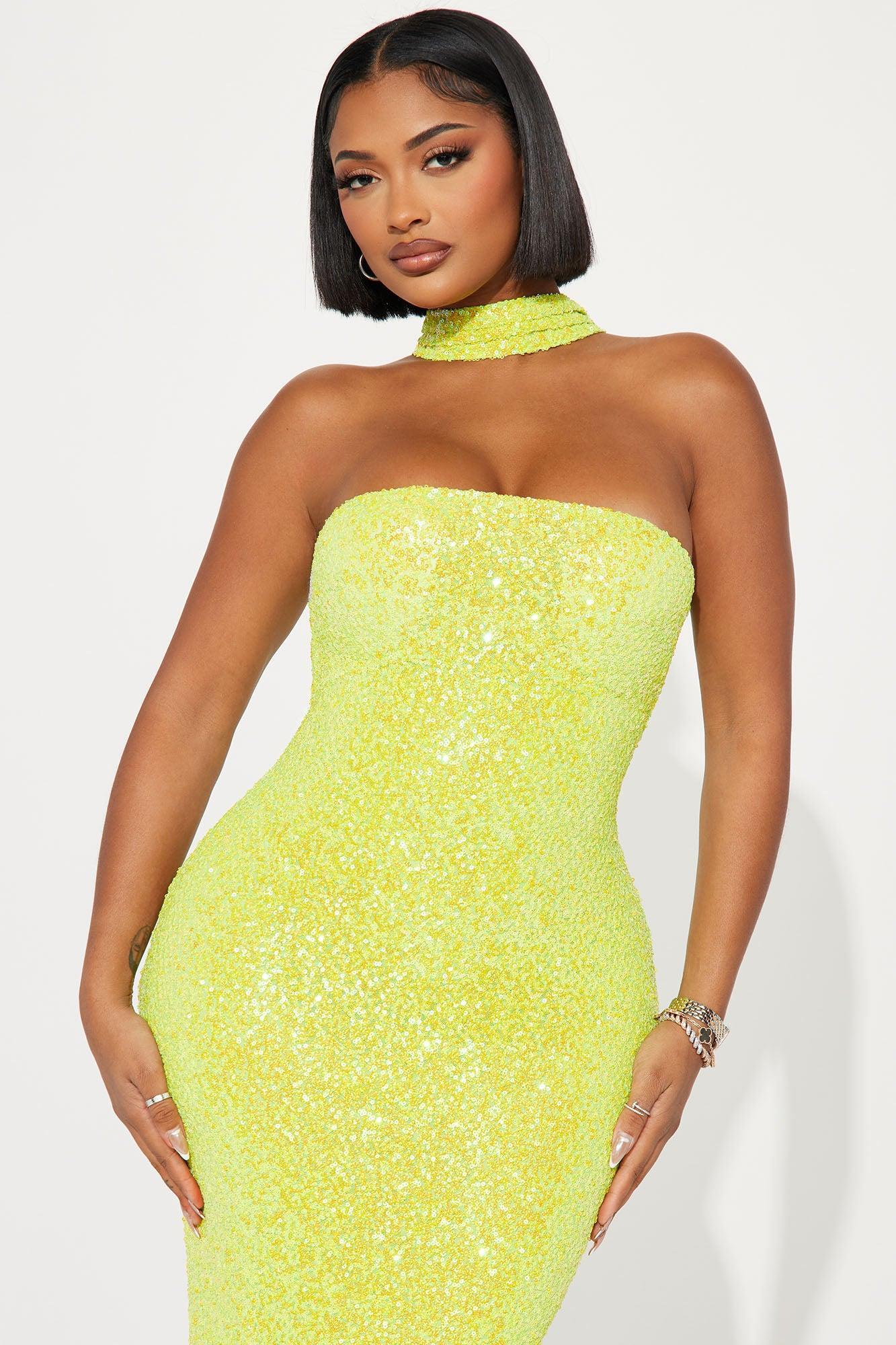 Everly Sequin Gown - Chartreuse Product Image
