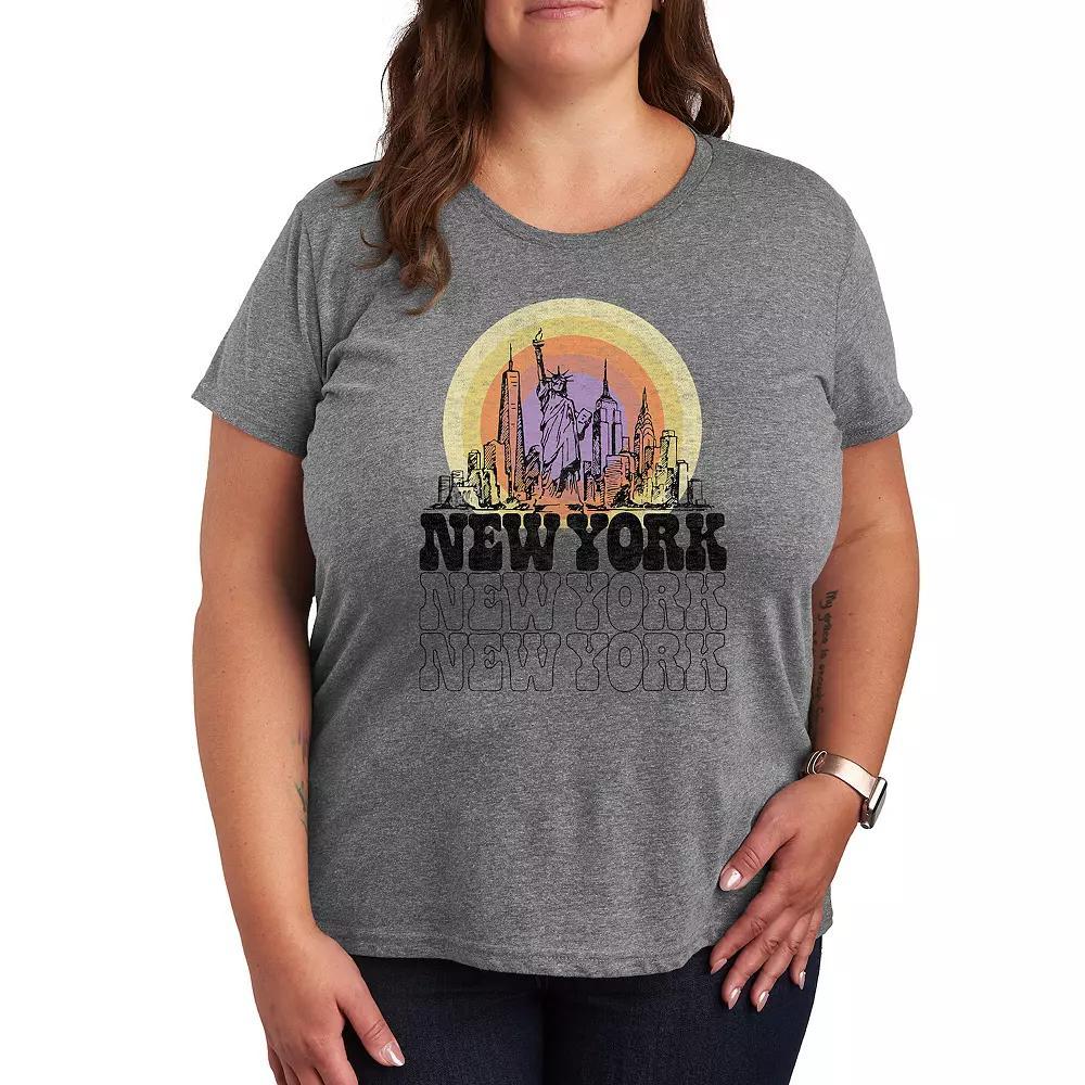Plus Size New York Vintage Graphic Tee, Womens Grey Gray Product Image