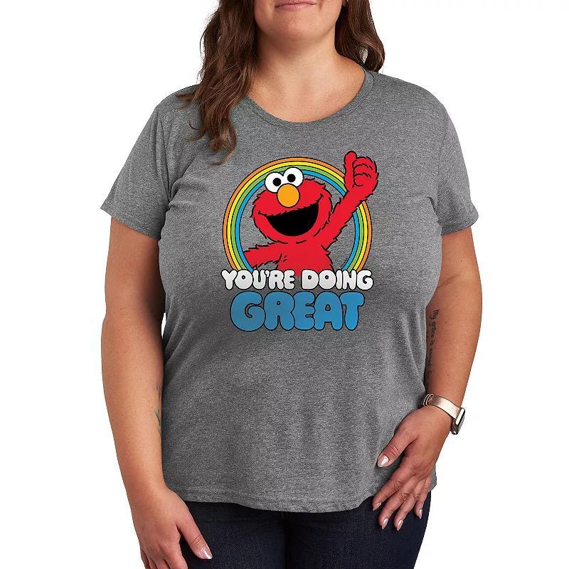 Plus Sesame Street Youre Doing Great Graphic Tee, Womens Grey Gray Product Image