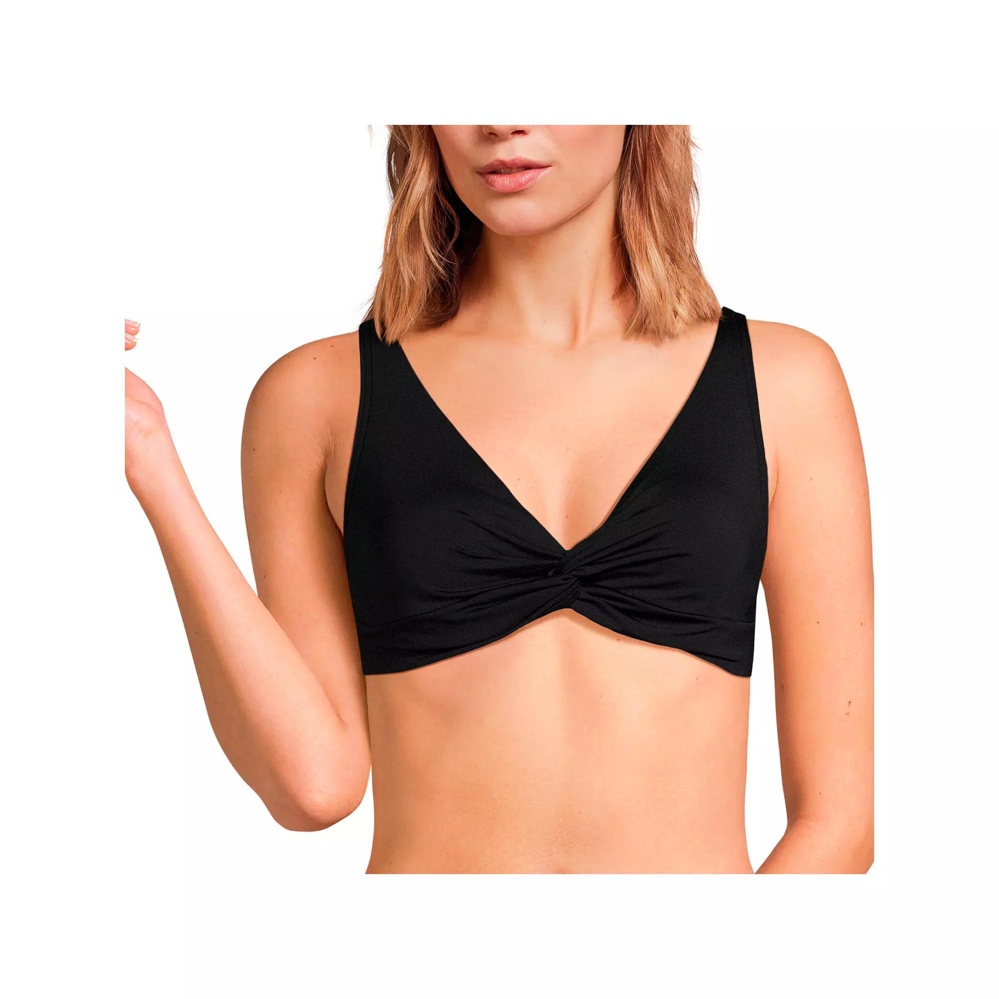 Women's Lands' End V-Neck Twist Front Underwire Bikini Top, Size: 6, Black Product Image