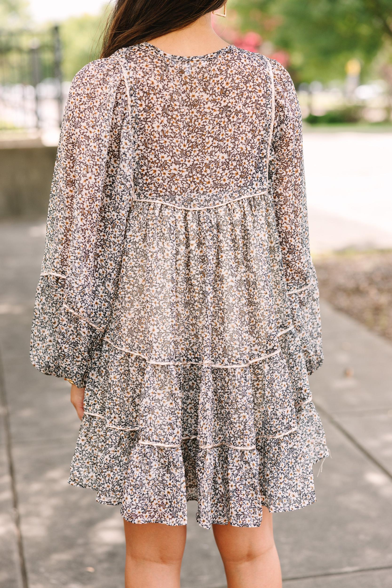 Olivaceous: Just Getting Started Black Ditsy Floral Dress Female Product Image