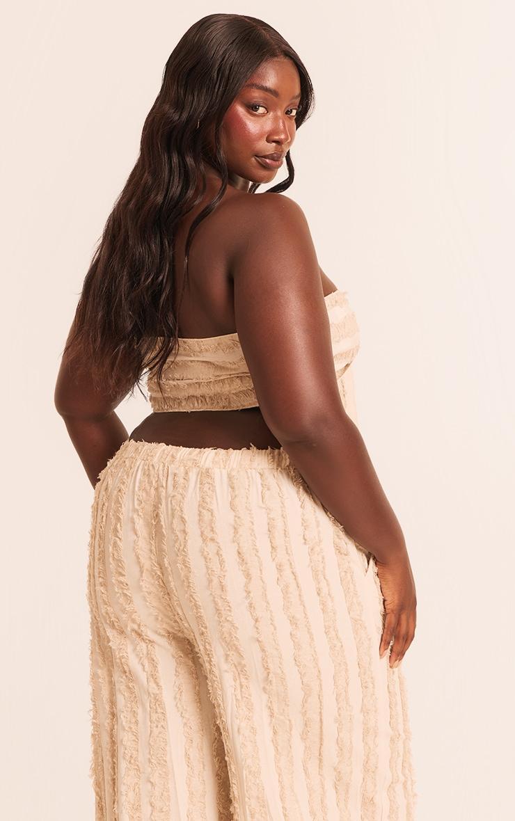 Plus Stone Frayed Linen Look Bandeau Tie Beach Top Product Image