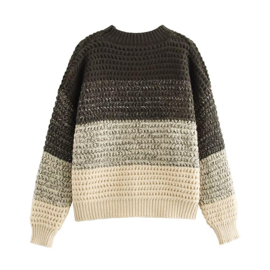 Crew Neck Color Block Sweater Product Image