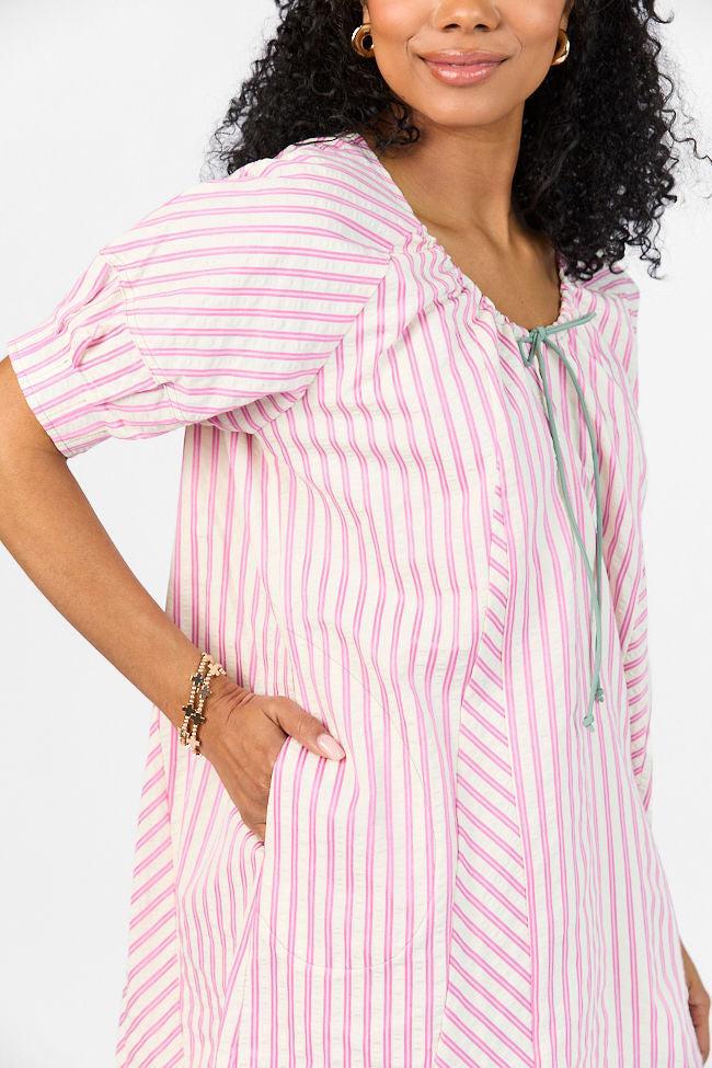 Set Free Pink Striped Panel Mini Dress SALE Product Image