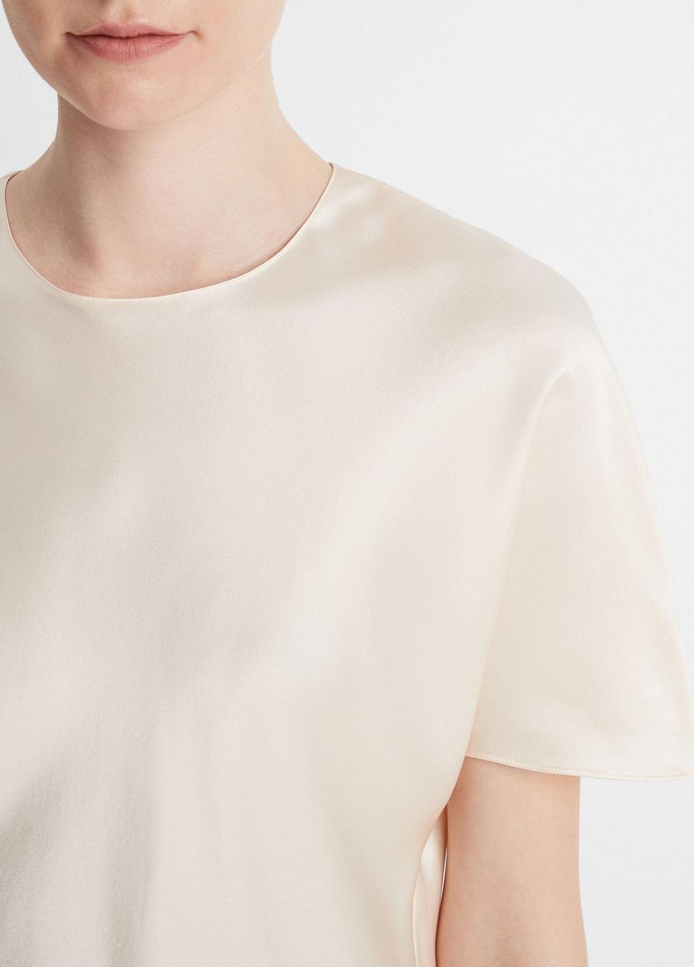 Womens Silk Satin Bias T-Shirt, Black, Size L Vince Product Image