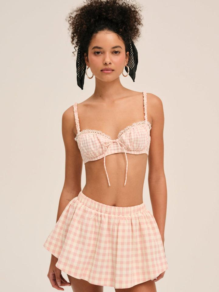 Petal Gingham Skort — Pink Product Image