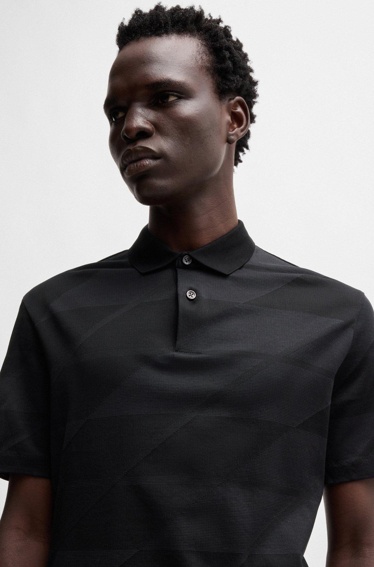 Mercerized-cotton polo shirt with jacquard pattern Product Image