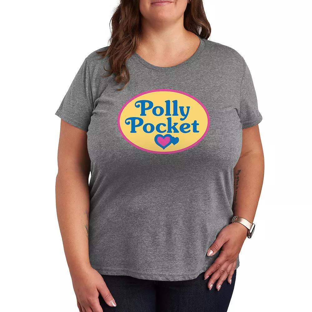 Womens Polly Pocket Color Logo Graphic Tee Grey Gray Product Image