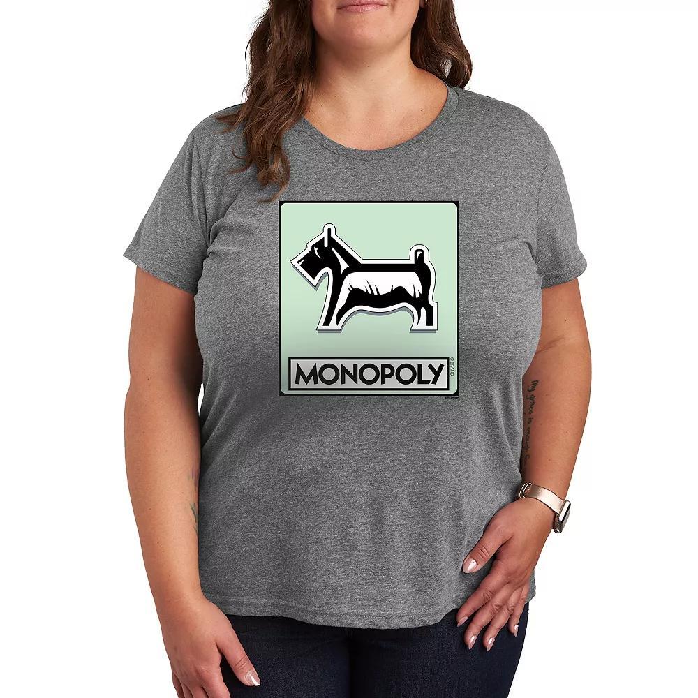 Plus Monopoly Dog Token Graphic Tee, Womens Grey Gray Product Image