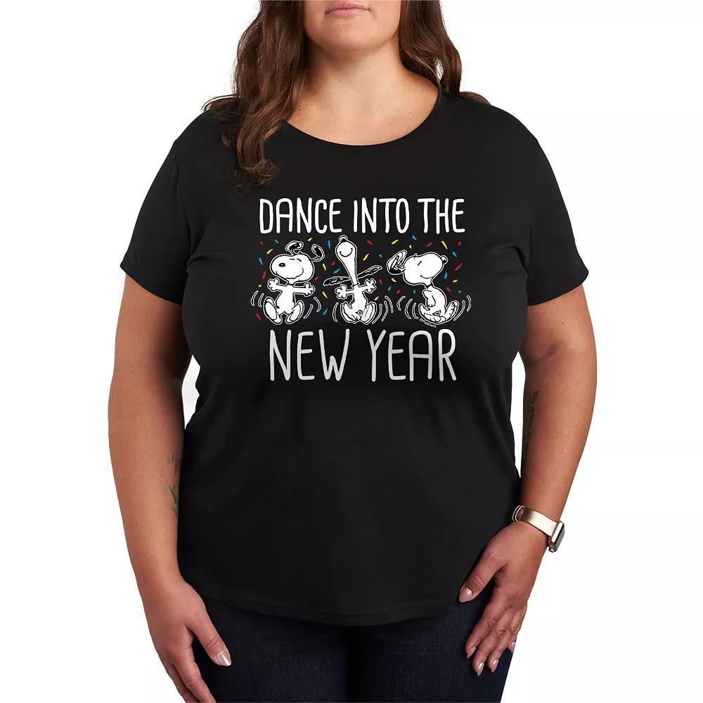 Plus Size Peanuts Snoopy Dance Into The New Year Graphic Tee, Women's, Size: 2XL, Black Product Image